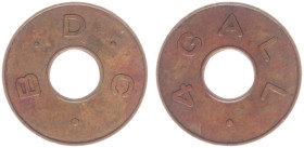 Plantagegeld / Plantation tokens - Sarawak - Binatang District Council - 4 Gallons of water, nd (c. 1917-41) (LaWe - , SS29, Pridm -). Obv.: Around ce...