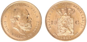 Gold coins - mail bid sale - Netherlands - Gouden Tientjes 1875-1933 - 10 Gulden 1887 - Gold - XF/UNC