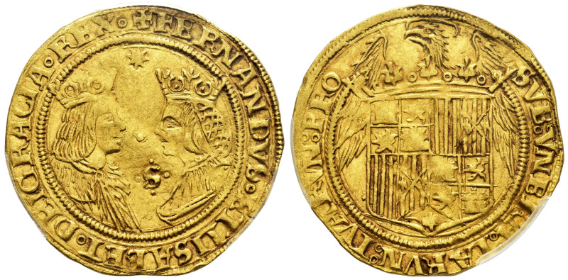 Catholic Kings (1474-1504). Double excelente. Sevilla. (Cal-721). (Tauler-174). ...