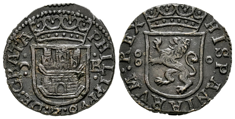 Philip II (1556-1598). Cuartillo. ND (ca. 1582). Burgos. (Cal-78, Plate coin). A...