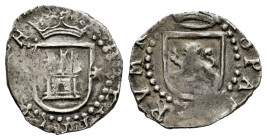 Philip II (1556-1598). 1/4 real. ND (1577-1588). Lima. (Diego de la Torre). (Cal-101). (EMO-421). Ag. 1,03 g. Shield between P-★. Choice VF. Est...180...
