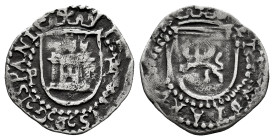 Philip II (1556-1598). 1/4 real. ND (1574-1576). Potosi. R. (Cal-106). Ag. 0,78 g. Castle between P-R. Almost full legends. Very rare. VF. Est...500,0...