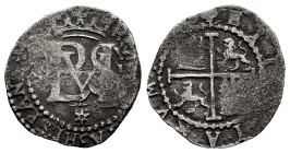 Philip II (1556-1598). 1/2 real. ND (1577-1588). Lima. D (Diego de la Torre). (Cal-116). Ag. 1,43 g. Mintmark and assayer not visible. Variety with ✶ ...
