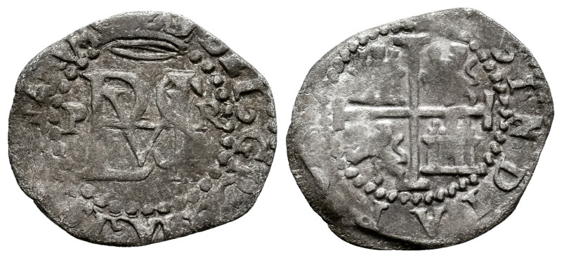 Philip II (1556-1598). 1/2 real. ND (1574-1576). Potosi. R. (Cal-135). Ag. 1,54 ...