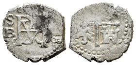 Philip II (1556-1598). 1/2 real. 1598/7. Sevilla. B. (Cal-Unlisted). (Jarabo-Sanahuja-A799). Ag. 1,66 g. Rectified date. Rare. VF/Choice F. Est...120,...