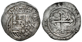 Philip II (1556-1598). 1 real. ND (1572-1589). Mexico. O. (Cal-226). Ag. 3,32 g. Shield between O - M. Displaced struck on obverse. VF. Est...200,00. ...
