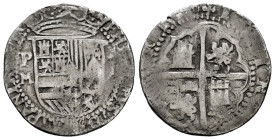 Philip II (1556-1598). 1 real. ND (1576-1577). Potosi. M. (Cal-239). Ag. 2,68 g. Rare. Almost VF/Choice F. Est...250,00. 

Spanish description: Feli...