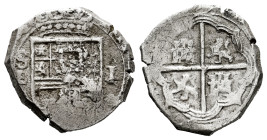 Philip II (1556-1598). 1 real. (1597 or 1598). Sevilla. B. (Cal-275/6). Ag. 3,32 g. OMNIVM type. Almost VF. Est...60,00. 

Spanish description: Feli...