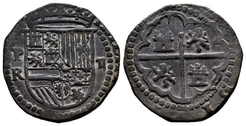 Philip II (1556-1598). 2 reales. ND (1574-1576). Potosi. R (Alonso Rincón). (Cal...