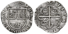 Philip II (1556-1598). 2 reales. ND (ca. 1588). Sevilla. (Cal-400 var). (Jarabo-Sanahuja-A669, Plate coin). Ag. 6,76 g. Open square d assayer on rever...