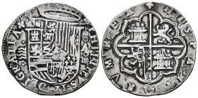 Philip II (1556-1598). 4 reales. ND (1566-1588). Valladolid. A. (Cal-626). Ag. 13,49 g. Mintmark wavy lines and IIII value in roman letters. Large fla...