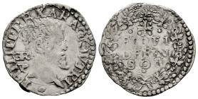 Philip II (1556-1598). 1 carlino. ND. Naples. IBR/VP. (Tauler-622). (Vti-315). (Mir-181/1). Ag. 2,92 g. VF. Est...150,00. 

Spanish description: Fel...