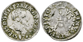 Philip II (1556-1598). 1/10 escudo Felipe. 1571. Antwerpen. (Tauler-873). (Vti-821). (Vanhoudt-308.AN). Ag. 3,19 g. Scarce. Choice VF/VF. Est...75,00....