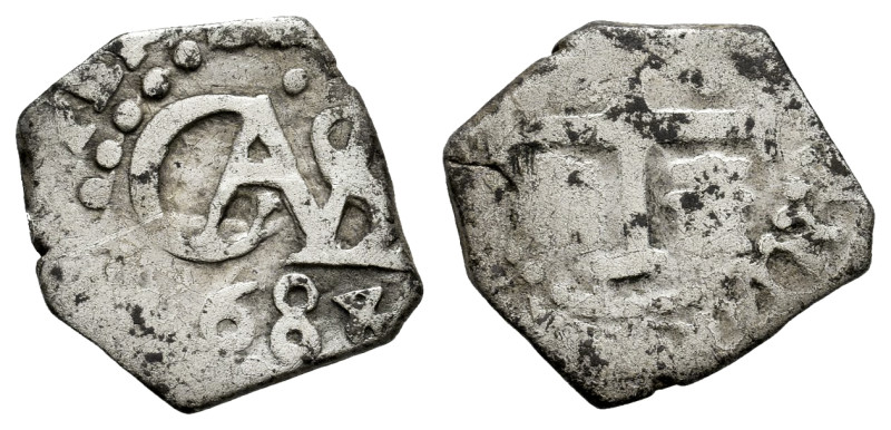 Charles II (1665-1700). 1/2 real. 1684. Lima. (Cal-121). Ag. 1,48 g. Rotated dig...