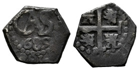 Charles II (1665-1700). 1/2 real. 1685. Lima. (Cal-122). Ag. 2,18 g. Double date. Dark patina. Scarce. VF. Est...100,00. 

Spanish description: Carl...