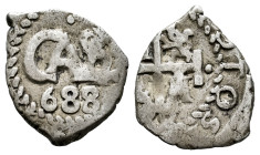 Charles II (1665-1700). 1/2 real. 1688. Potosi. (Cal-177). Ag. 1,36 g. Scarce. VF/Almost VF. Est...110,00. 

Spanish description: Carlos II (1665-17...