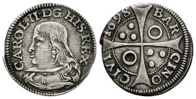 Charles II (1665-1700). 1 croat. 1698. Barcelona. (Cal-212). (Cru C.G-4906a). Ag. 2,09 g. VF/Choice VF. Est...100,00. 

Spanish description: Carlos ...