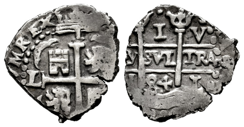 Charles II (1665-1700). 1 real. 1684. Lima. V. (Cal-213). Ag. 2,17 g. First year...