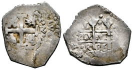 Charles II (1665-1700). 1 real. 1686. Lima. R. (Cal-216). Ag. 3,86 g. Double date, the one of the legend partially visible. Double assayer. Toned. VF/...
