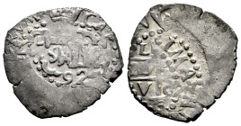 Charles II (1665-1700). 1 real. 1692. Lima. V. (Cal-223). Ag. 3,54 g. LIMA and part of the king's name. Soft patina. Some displaced struck but nice. S...