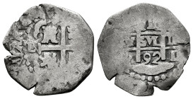 Charles II (1665-1700). 1 real. 1692. Lima. (Cal-223). Ag. 2,15 g. Choice F. Est...90,00. 

Spanish description: Carlos II (1665-1700). 1 real. 1692...