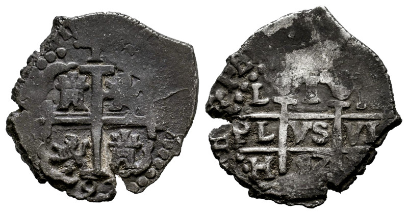 Charles II (1665-1700). 1 real. 1697. Lima. H. (Cal-229). Ag. Double date and do...