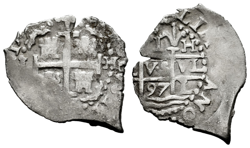 Charles II (1665-1700). 1 real. 1697. Potosi. H. (Cal-229). Ag. 2,72 g. Double a...