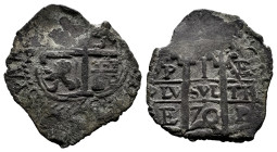 Charles II (1665-1700). 1 real. 1670. Potosi. E. (Cal-253). Ag. 2,67 g. Double date, one of them partially visible. Double assayer. Minor oxidations. ...