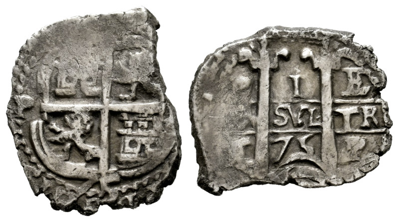 Charles II (1665-1700). 1 real. 1675. Potosi. E. (Cal-260). Ag. 2,74 g. Double d...