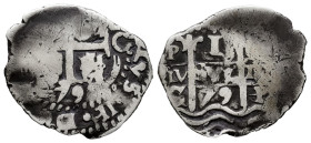 Charles II (1665-1700). 1 real. 1679. Potosi. C. (Cal-268). Ag. 3,05 g. Double date and double assayer. Part of the king´s name and numeral visible. C...