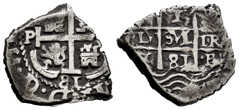 Charles II (1665-1700). 1 real. 1681. Potosi. V. (Cal-272). Ag. 3,61 g. Doble fe...