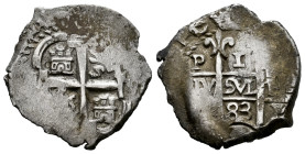 Charles II (1665-1700). 1 real. 1683. Potosi. (V). (Cal-275). Ag. 4,17 g. VF. Est...110,00. 

Spanish description: Carlos II (1665-1700). 1 real. 16...