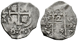 Charles II (1665-1700). 2 reales. 1589. Potosi. VR. (Cal-422). Ag. 5,40 g. Double date and double assayer. VF. Est...120,00. 

Spanish description: ...