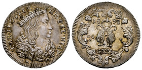 Charles II (1665-1700). 1 tari. 1692. Naples. AG/A. (Tauler-3182). (Vti-175). (Mir-301). Ag. 4,38 g. Adjustment lines. Nice golden tone. Original unde...