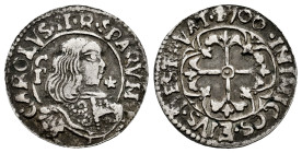 Charles II (1665-1700). 1 real. 1700. Cagliari. (Tauler-3216). (Vti-229). (Mir-88/8). Ag. 2,19 g. Edge filed. Tarces of mounting. Almost VF/VF. Est......