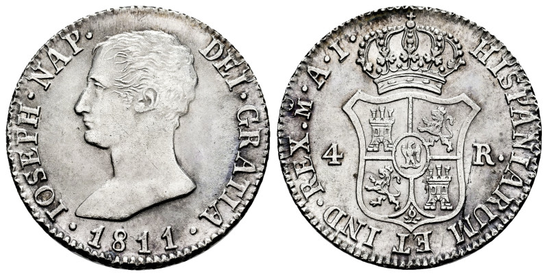 Joseph Napoleon (1808-1814). 4 reales. 1811. Madrid. AI. (Cal-15). Ag. 5,86 g. H...