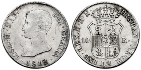 Joseph Napoleon (1808-1814). 10 reales. 1812. Madrid. RN. (Cal-29). Ag. 13,31 g. Scratches on obverse. Knock on edge. Rare. Choice VF. Est...450,00. ...