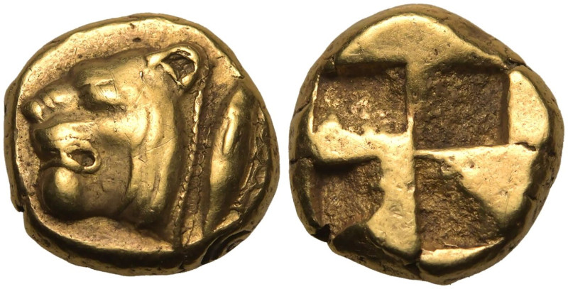 ANCIENT GREECE. MYSIA, KYZIKOS. 
Electrum Hekte, circa 550-500 BC. 
Obv: head ...
