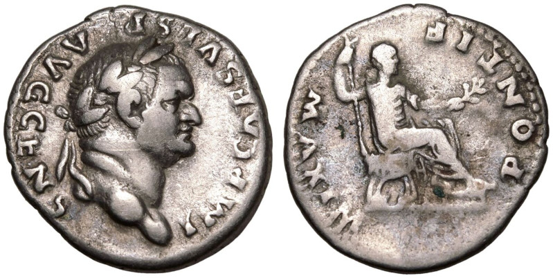 ROMAN EMPIRE. Vespasian. 
Silver Denarius, AD 73. Rome. 
Obv: IMP CAES VESP AV...