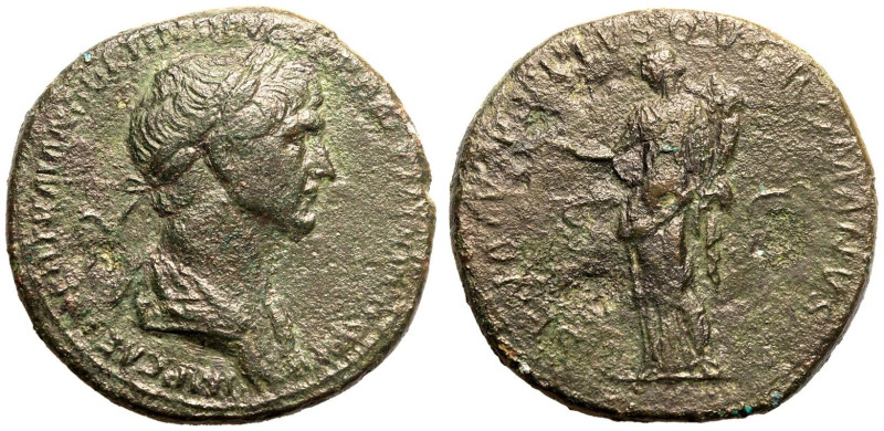 ROMAN EMPIRE. Trajan. 
Bronze Sestertius, AD 114-117. Rome. 
Obv: IMP CAES NER...