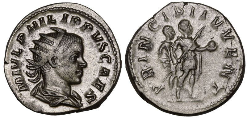 ROMAN EMPIRE. Philip II (Caesar). 
Silver Antoninianus, AD 244-246. Rome. 
Obv...