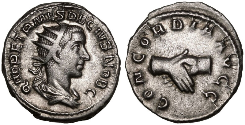 ROMAN EMPIRE. Herennius Etruscus (Caesar). 
Silver Antoninianus, AD 250-251. Ro...