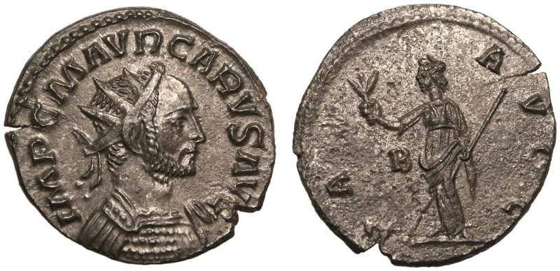 ROMAN EMPIRE. Carus. 
Billon Antoninianus, AD 282-283. Lugdunum. 
Obv: IMP C M...