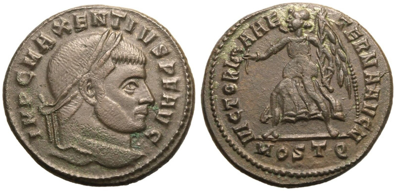 ROMAN EMPIRE. Maxentius. 
Billon Nummus, AD 309-312. Ostia. 
Obv: IMP C MAXENT...
