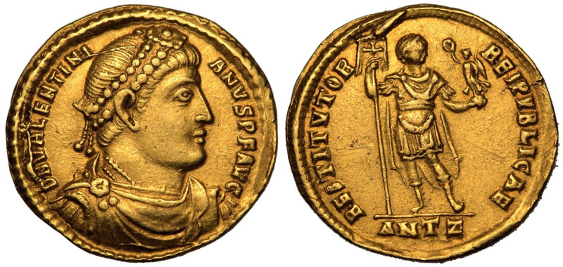 ROMAN EMPIRE. Valentinian I. 
Gold Solidus, AD 364-367. Antioch. 
Obv: D N VAL...