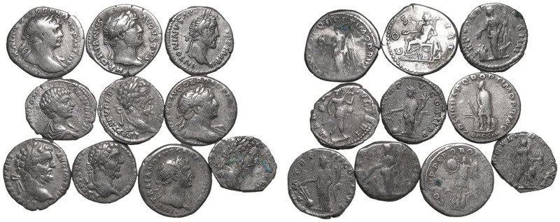 ROMAN EMPIRE. Various Emperors. 
Silver 10 x Denarii, 1st-3rd centuries AD. 
I...