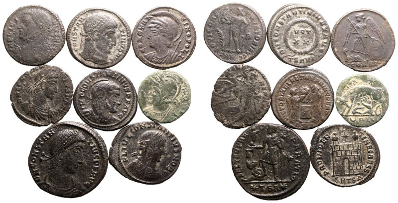 ROMAN EMPIRE. Various Emperors. 
Billon/Bronze 8 x BI/AE Denominations, circa m...