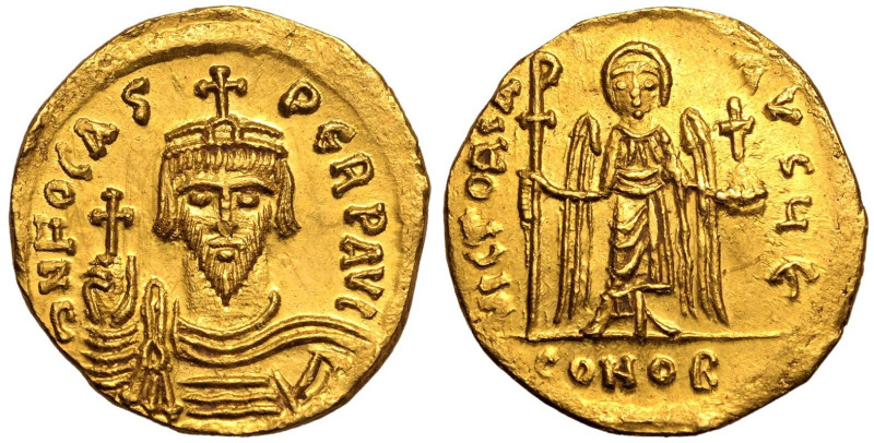 BYZANTINE EMPIRE. Phocas. 
Gold Solidus, AD 607-610. Constantinople. 
Obv: &pa...