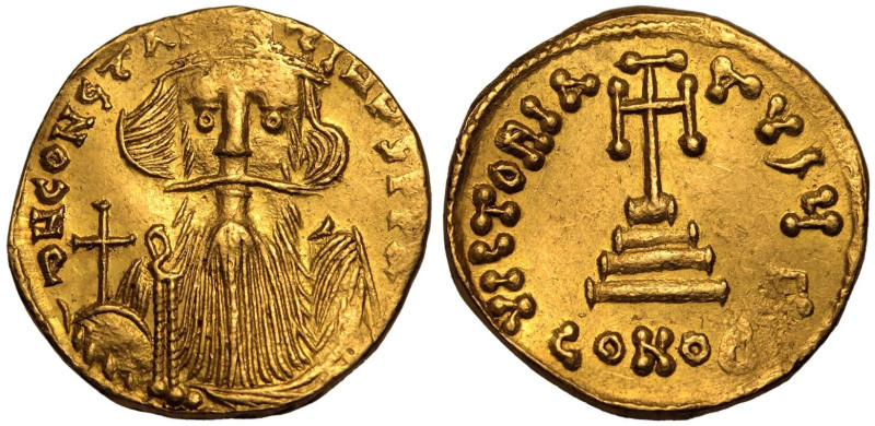 BYZANTINE EMPIRE. Constans II. 
Gold Solidus, AD 651-654. Constantinople. 
Obv...