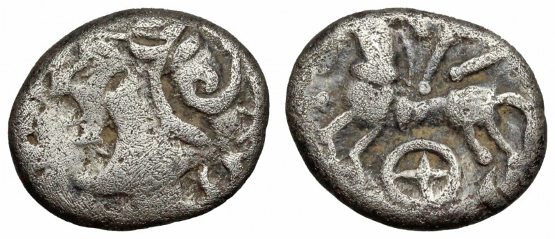 GAUL, Central. Lingones. Circa 120/00-50 BC. AR Quinarius (12mm, 1.78 g, 6h). He...
